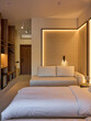 © Евгений Бордовский - Modern and Cozy Hotel Bedroom Interior with Warm Lighting
