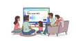 © Hillery - family watching TV with calm level meter on screen
