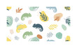 © Tania - Minimal chameleon silhouettes with abstract shapes, seamless pattern, repeating pattern, surface design, textile print, soft color palette, modern