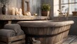 © Ivan - Cozy And Inviting Atmosphere In Rustic Farmhouse Bathroom With Vintage Tub And Natural Wood Details Promotes Relaxation And Comfort.