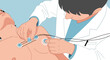 © soma - Doctor attaching ECG electrodes to patient's chest for heart monitoring