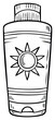 © Вадим Нідзельський - Cartoon drawing of a sunscreen bottle, protecting from sun exposure, beach vacation concept
