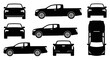 © Noriva - Pickup Truck Silhouettes: Front, Side, Rear, and Top Views