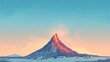 © mamemo - 溶岩流れる火山と朝焼け空 ミニマルな自然風景イラスト