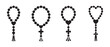 © Safali - Religious Rosary Beads Silhouette Set. with Cross and Heart Icons on White Background.
