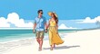 © batikandays - Couple walking on beach together.