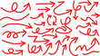 © Shahinoor - Collection of hand drawn red arrows in various shapes and directions on transparent background