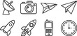 © ParvezHossain - Set of simple line including satellite dish camera paper airplanes rockets phone and clock