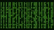 © antishock - Green digital rain cascades down black background. Matrix style code streams vertically, creating visual effect. Futuristic, dynamic display.