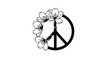 © Muhmmad - Peace sign symbol decorated with spring cherry blossoms isolated on a white background for nature inspired social awareness campaigns wellness branding and environmental design projects.