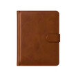 © tania - Brown leather-bound notebook with a flap closure and pen loop