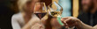 © Seventyfour - Header of adult hands clinking red and wine glasses during social gathering, signaling celebration and hospitality. Supporting restaurant, event, nightlife, beverage marketing