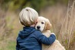 © Rawpixel.com - A boy cuddling a dog photography portrait animal.