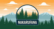 © curuth - Mountain forest scene with text in a circle and warm sky