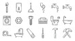 © imran - Plumbing tools and bathroom fixtures icons, 20 line style symbols, plumbing equipment, bathroom accessories