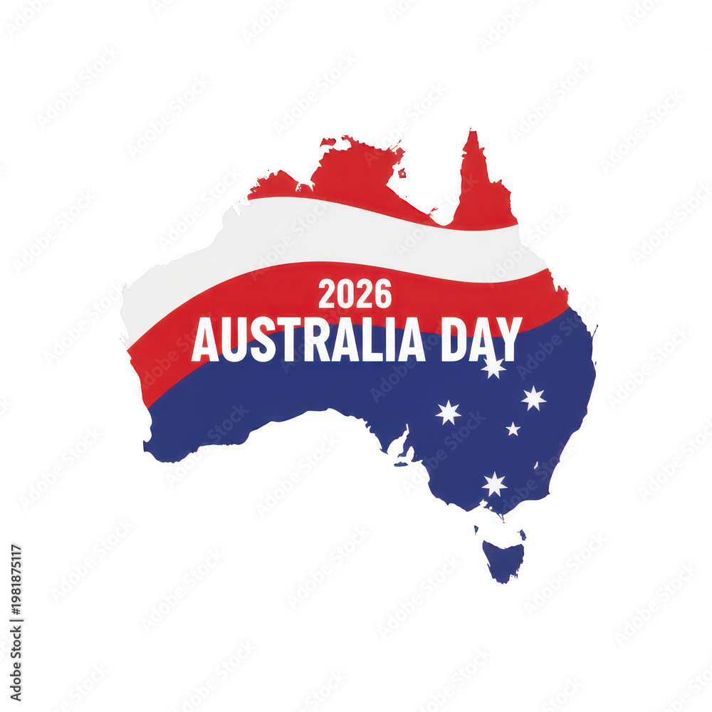 Australia Day 2026 Map With National Flag Colors Isolated On A 1000 F 1981875117 