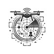 © GFXShani - Futuristic Drone Technology Radar Navigation System with Connected Person Icon and Abstract Blueprint Grid