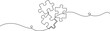 © SS line art - Puzzle vector illustration of continuous one line art design, Continuous one line drawing of puzzle puzzle game jigsaw continuous one line drawing, Puzzle vector illustration of continuous one line