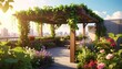 © Ardi - Rooftop oasis with wooden pergola, flourishing greenery and city view