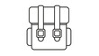 © MDRasel - Minimalist Black Line Art Backpack Vector Icon Illustration for Travel, School, and Hiking Applications, Featuring Straps and Buckles on a White Background, Scalable Graphic Symbol.