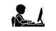 © arinda_BJ - boy sitting at a computer desk.