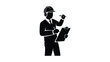 © arinda_BJ - Construction worker with clipboard and hard hat.
