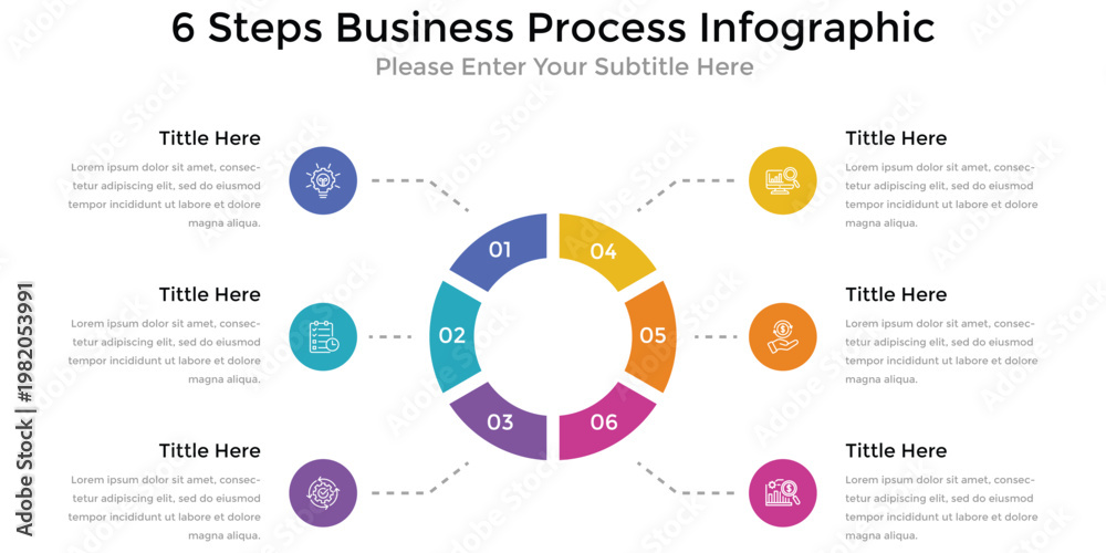 6 Step Business Infographic Template for Process Presentation and ...