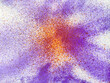 © Gabrieuskal - Fondo abstracto con densas salpicaduras de pintura en tonos morado y naranja sobre blanco
