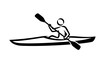 © Toufiq - Kayak paddler pictogram icon with double-blade paddle in canoe,black silhouette on white featuring kayaking,