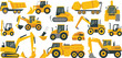 © Mst - for construction work. Forklifts, excavatorTitle:Construction machines equipment set with special vehicles for building work including forklifts and excavators vector collection
