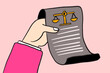 © ADDICTIVE STOCK - Financial contract document with law balance icon in hand