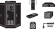 © Sanzida - Collection of computer hardware and server equipment illustrations