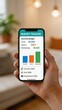 © olga_demina - A person managing their finances with a budget tracker app on their smartphone in a modern living room