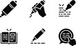 © Mainul - Writing tools set with pen, pencil, and eraser icons for editing and creativity featuring black, white, vector