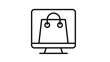 © Julekha - Online Shopping and E-commerce Vector Icon Illustration Featuring a Shopping Bag on a Computer Monitor Screen, Representing Digital Retail, Internet Business, and Web Store Concepts.