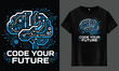 © Ziz_Design - Code your future AI brain t shirt design with artificial intelligence digital art circuit board tech art technology abstract computer connection intelligence