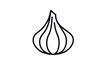 © Saif - Minimalist black line art vector icon of a garlic bulb, isolated on white background. Simple outline illustration of a fresh garlic head for cooking, food, and kitchen design projects.