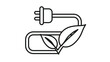 © Alisha - Green energy vector icon illustration featuring an electric plug connected to a battery with growing leaves, symbolizing sustainable power, renewable resources, clean electricity, and ecology.