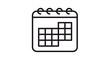 © Dadullah - Minimalist black line art vector illustration of a spiral-bound calendar icon, symbolizing scheduling, time management, planning, dates, and organization, isolated on a white background.