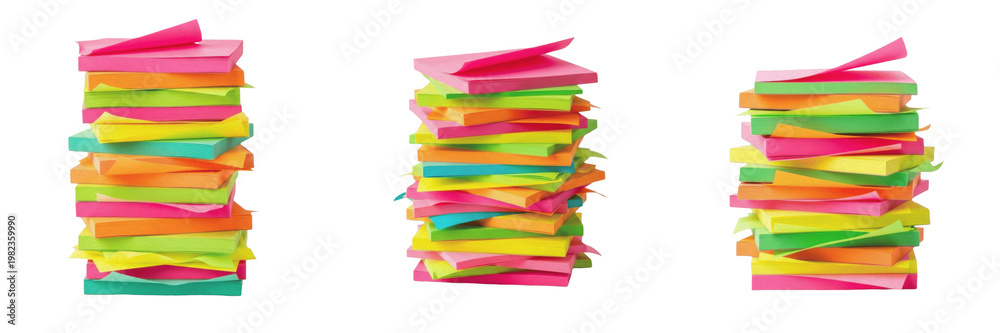 Stick Note Stack Texture Set of Colorful Sticky Note Stacks and Multi Colored Memo Pads Isolated ...