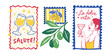 © oksanagrytsyuk - Italian vintage wine toast illustration set la dolce vita salute amalfi lemons olive branch mediterranean retro travel poster vector summer design