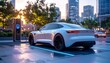 © 勇樹 石黒 - Modern Electric Vehicle Charging at a Futuristic Station in Urban Environment