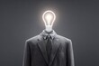 © Akbar - Man with Light Bulb Head Symbolizing Innovation and Ideas.