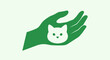 © Wahid - Minimalist green hand holding a cute cat face icon.