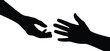 © MOSTLAKI - Helping hands silhouette on transparent checkered background vector illustration.