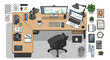 © Efan - Modern Office Desk Setup With Computer Laptop And Supplies.