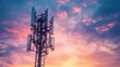 © Zarana  - Telecommunications tower silhouette against a dramatic sunset sky