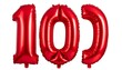 © Sam - A large red metallic balloon number 100