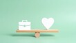 © Line - Briefcase and heart balanced, symbolizing work‑life harmony, equilibrium