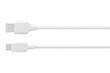 © Pikguru - White USB-A to USB-C cable for data transfer and charging, top view, isolated on a white background
